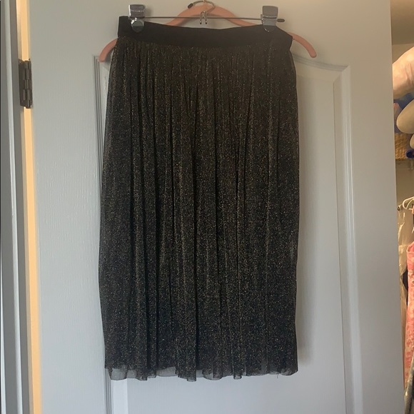 Black and gold midi skirt with mini slip attached - Picture 1 of 3